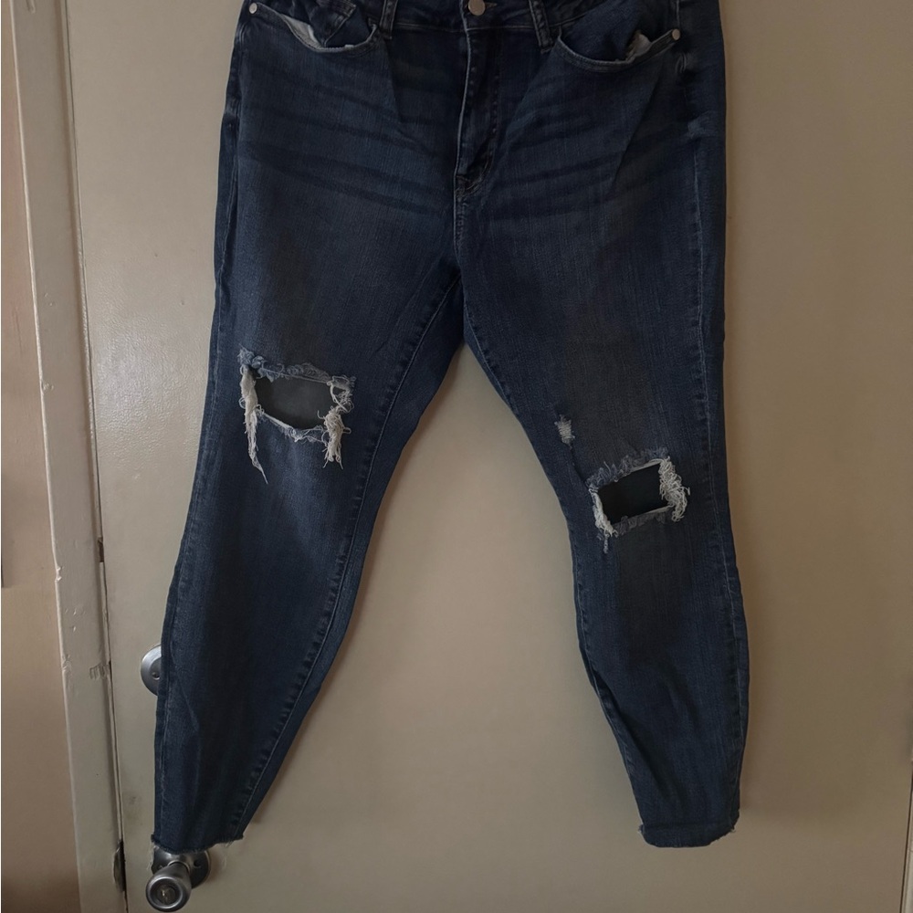 Judy Blue Dark Blue Distressed Skinny Jeans